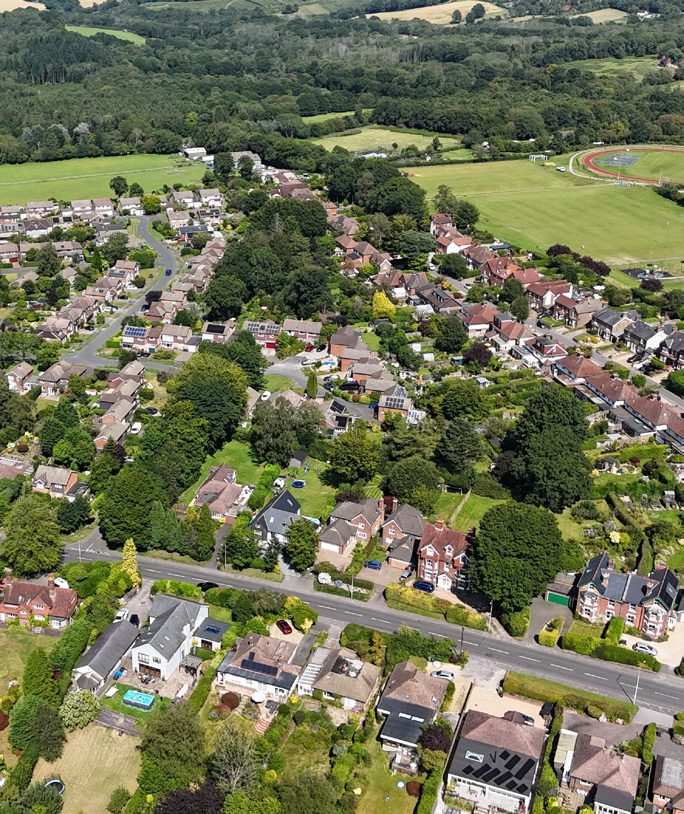 Aerial view over Crowborough and the surrounding countryside